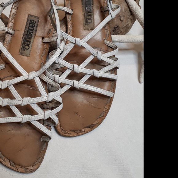 Bandolino | Genuine Leather | Sandal | Flats | Strappy | White | Vintage - Picture 3 of 8
